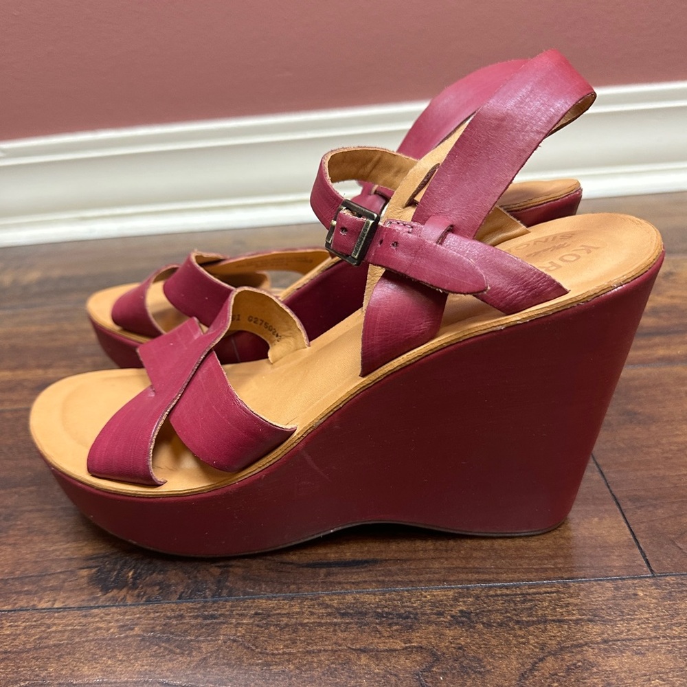 Kork Ease Bette Leather Wrapped Platform Wedge size 8 leather upper and lower